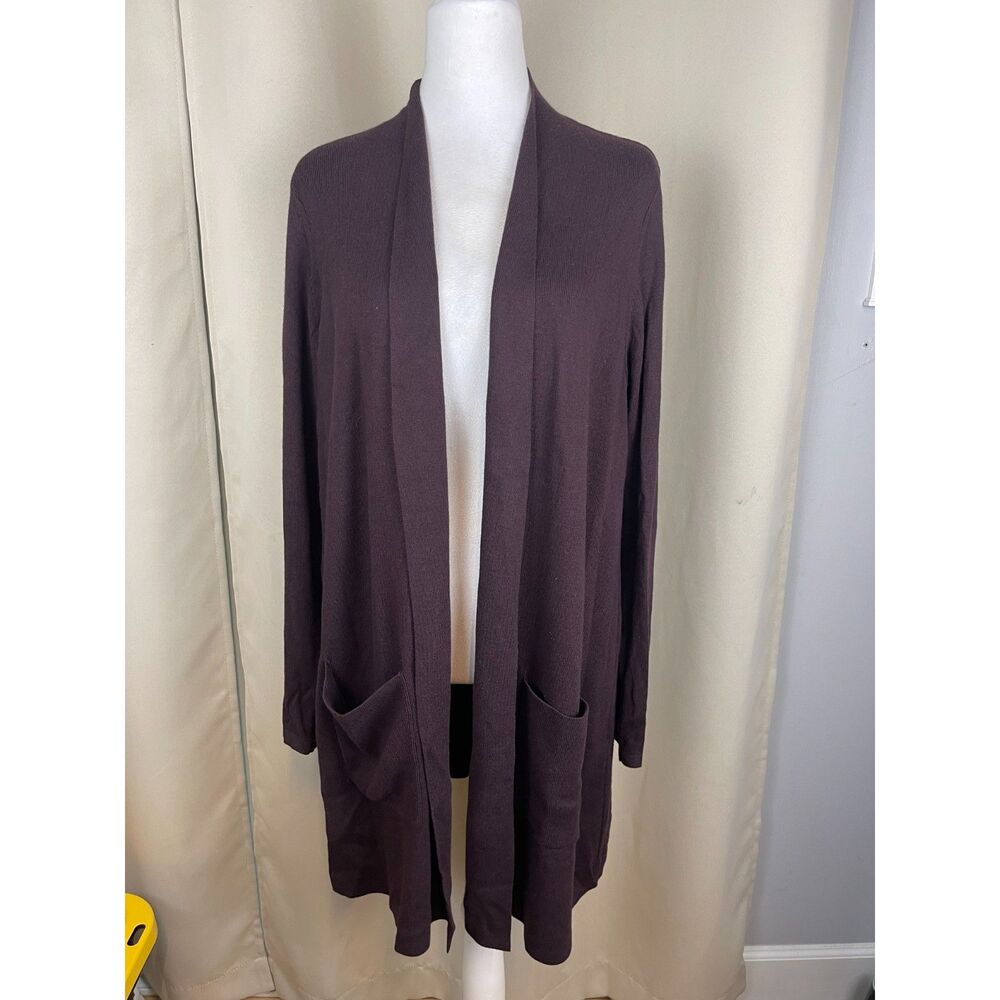 J.Jill Open deep plum Bardot Front Long Cardigan - Size L